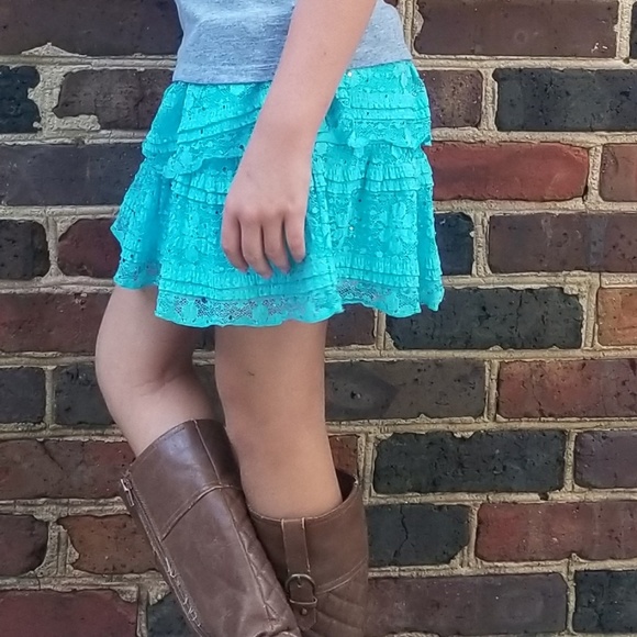 Justice Other - RELISTJustice sequin lace layer skirt blue size 8